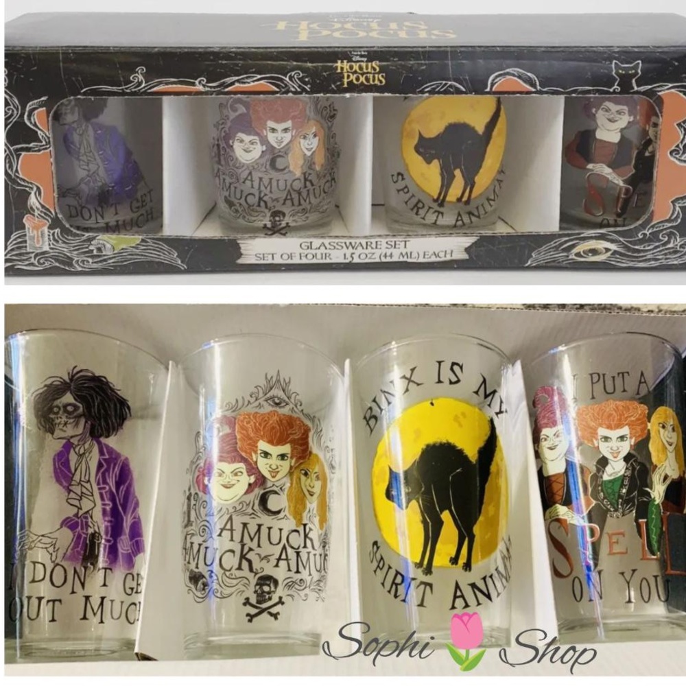 NIB Disney Hocus Pocus Halloween Glassware set of four 16oz